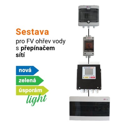 Sestava pro FVE ohřev vody NZÚ light s přepínačem sítí | SolarEco.cz