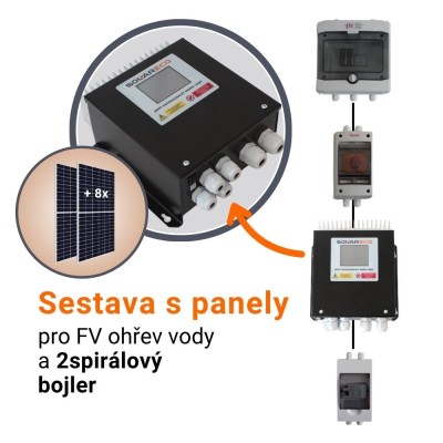SET 3kWp - FV ohřev vody s 8 panely | ZSE2 3,6 kW | 2SP | SolarEco.cz