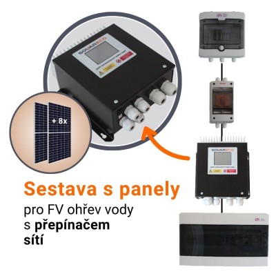 SET 3kWp - FV ohřev vody s 8 panely | ZSE2 3,6 kW | SolarEco.cz