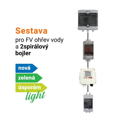 Sestava pro fotovoltaický ohřev vody NZÚ light pro 2spirálový bojler - MPPT regulátor SolarEco DZD1.x Mini