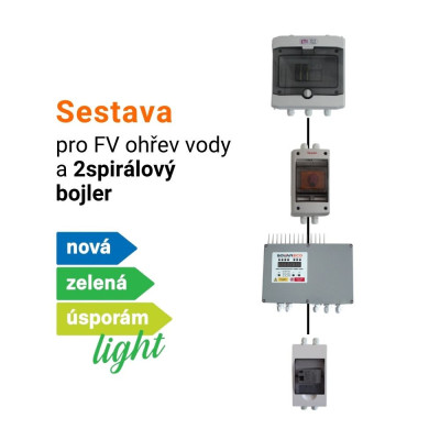 Sestava pro fotovoltaický ohřev vody NZÚ light pro 2spirálový bojler - MPPT regulátor SolarEco DZD1.x AC 3kW PUIT